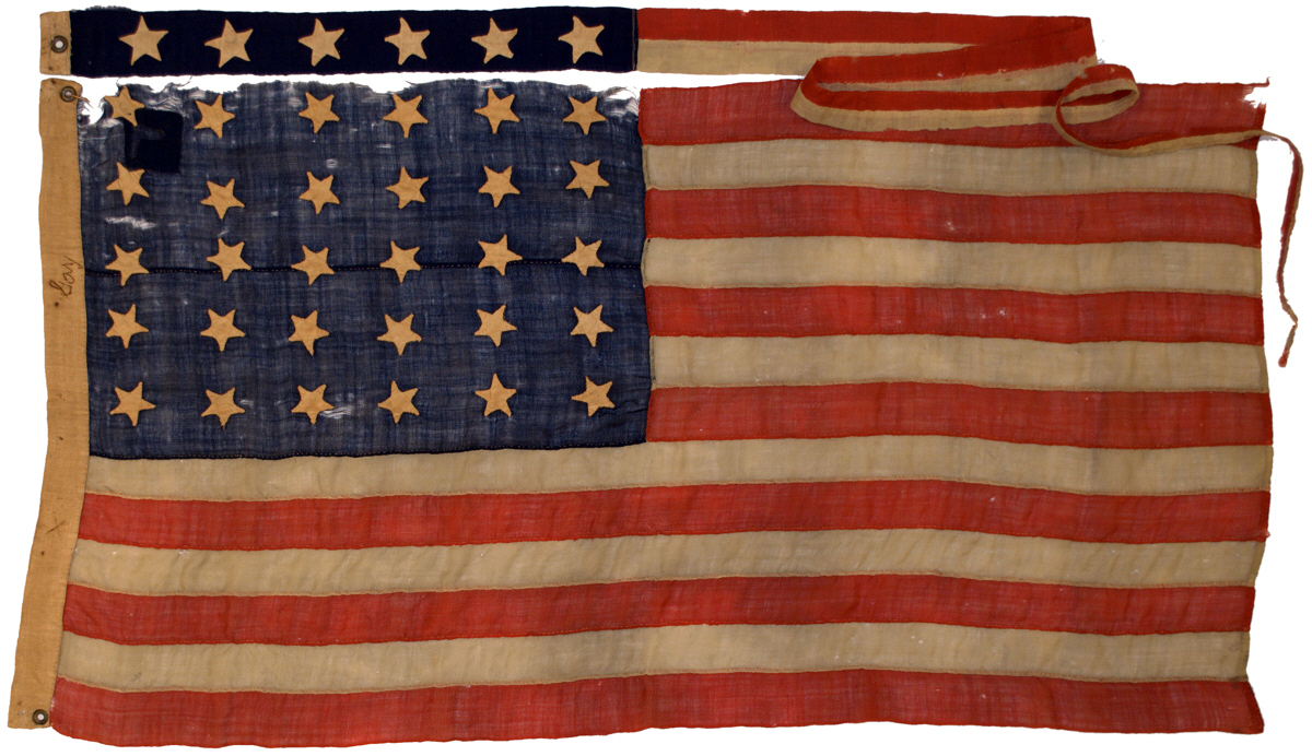 NAVY 2 feet long Torn American battle flag 